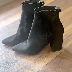 Steven Newell Booties Pull Up Suede and Knit Booties Size 6.5